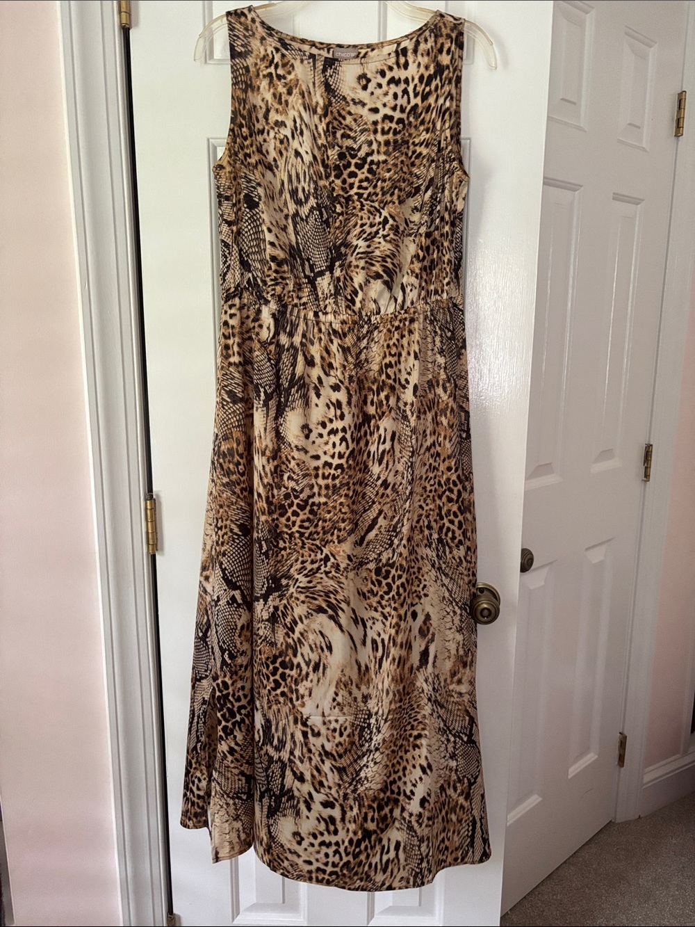 Chico's Brown and Cream Animal Print Maxi Dress